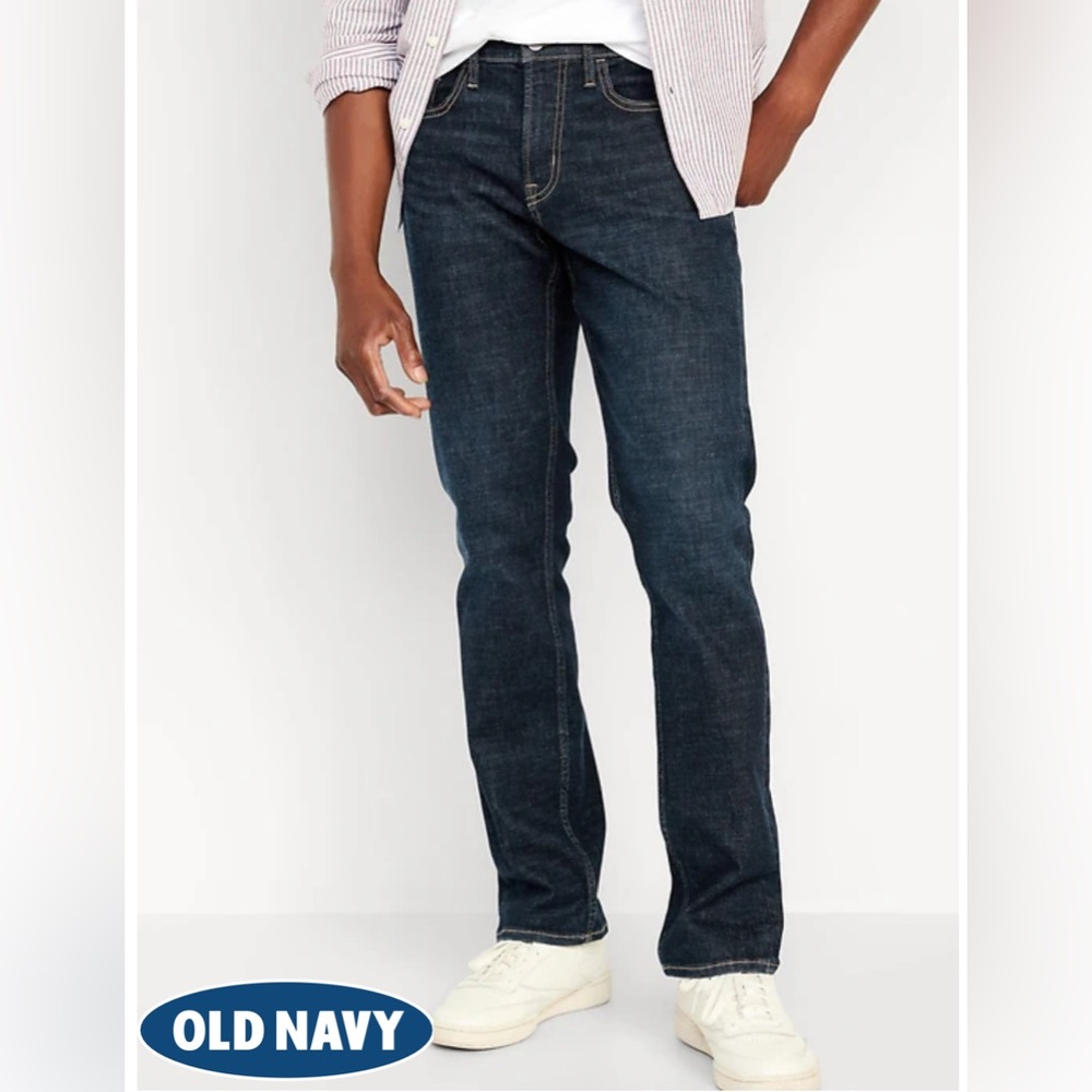 NWT Old Navy Men's Straight 360 Stretch Performance Jeans Dark Rinse 32 W 32L
